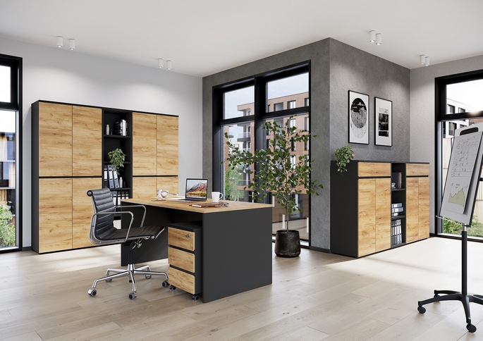 Armoire de bureau haute en métal dans un espace de travail professionnel